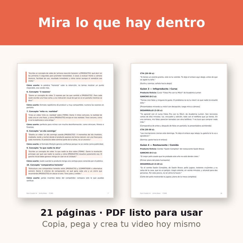 Pack Creador IA: 50 Prompts + 10 Guiones para Videos que Venden